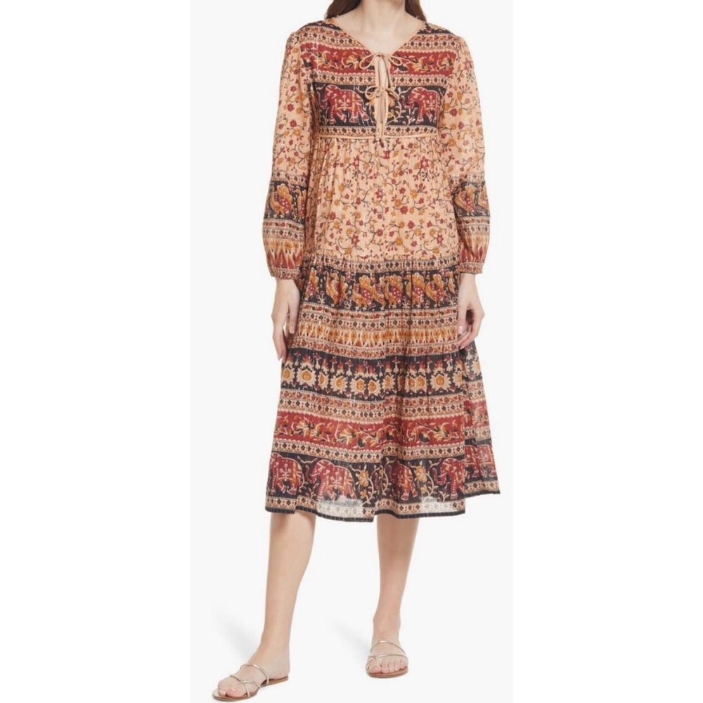 RAGA Advika Bohemian Floral Print Midi Dress